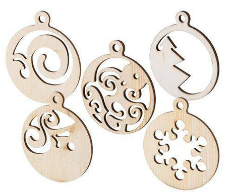 Wooden Xmas Baubles Assorted Pack of 20 - Educational Vantage