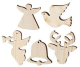 Wooden Xmas Shapes Large Assorted Pack of 30 - Educational Vantage